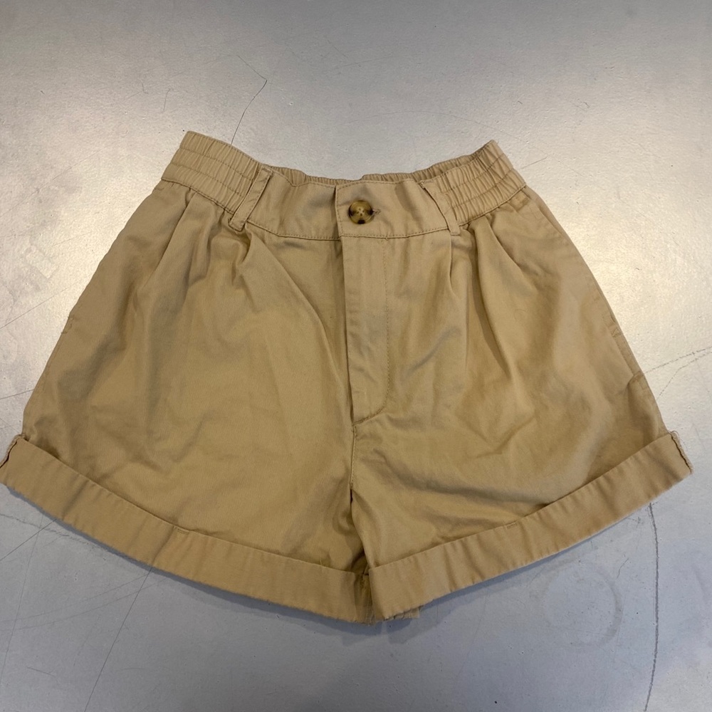 Tan High Waisted Cargo Shorts